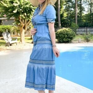 Red + Olive Anthropologie denim chambray midi dress